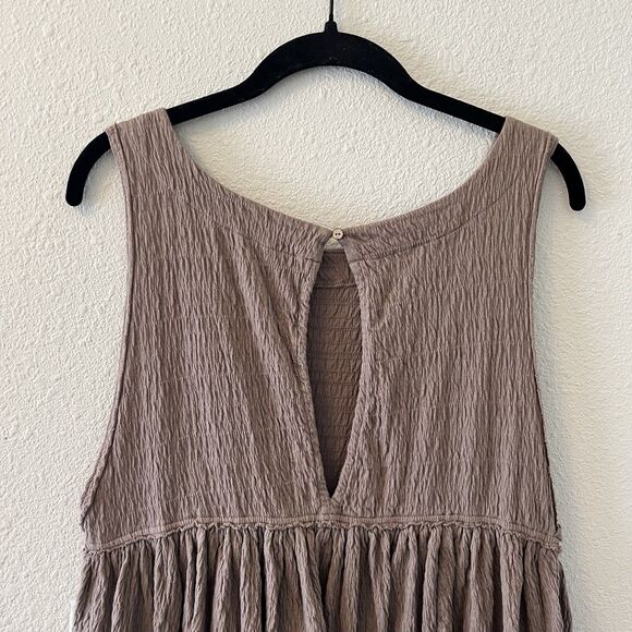 NWOT Free People Beach Mini Dress Size XS Brown I'm Still Obsessed Boho Oversize - Picture 9 of 15